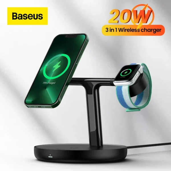 Baseus Swan Magnetic 3-in-1 Charging Stand – 20W Wireless for Apple Gear