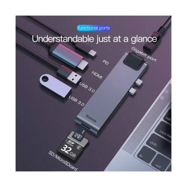 Baseus Thunderbolt C+ Pro CAHUB-L0G 7-Port USB-C Hub — HDMI 4K & Ethernet