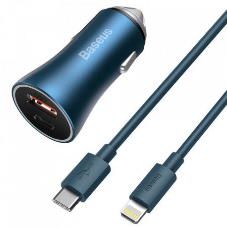 Baseus 40W In-Car Dual Port Charger — USB-A & Type-C with 1 m Cable