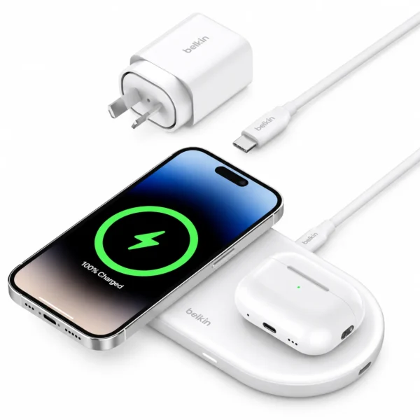 Belkin BoostCharge Pro WIZ021 – Qi2 15W MagSafe Pad with 5W Qi & USB-C