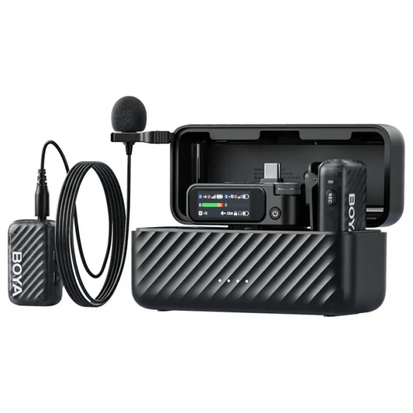 BOYA BOYAMIC 2 Dual Wireless Mic Kit — AI Noise Reduction, 8GB Onboard Record, Black