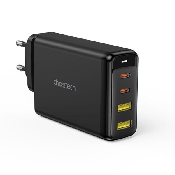 Choetech PD6005 Black — 140W GaN Wall Adapter (2 USB-C + 2 USB-A)