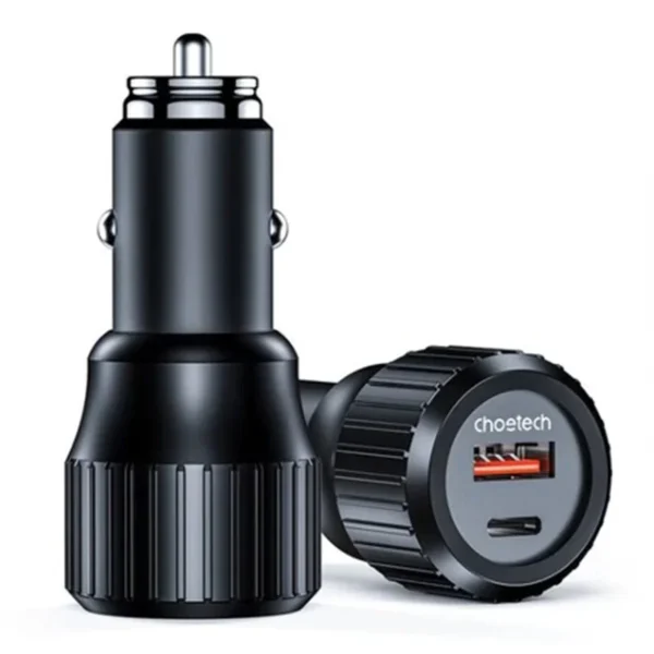 Choetech TC0010 63W In-Car Adapter — Dual USB-C PD 45W & USB-A 18W
