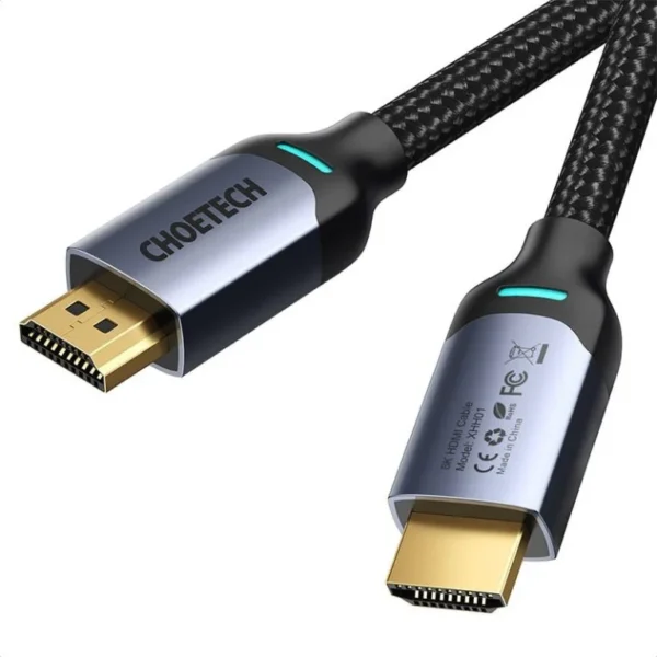 Choetech XHH01 Black – 2 m Braided HDMI 2.1 Lead Rated 48 Gbps and 8K/60