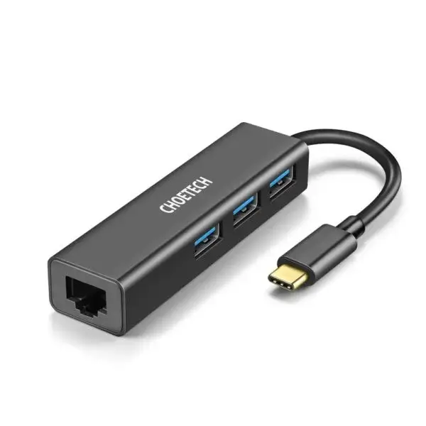 Choetech HUB-U02 | USB-C to Gigabit LAN and Triple USB 3.0 Adapter