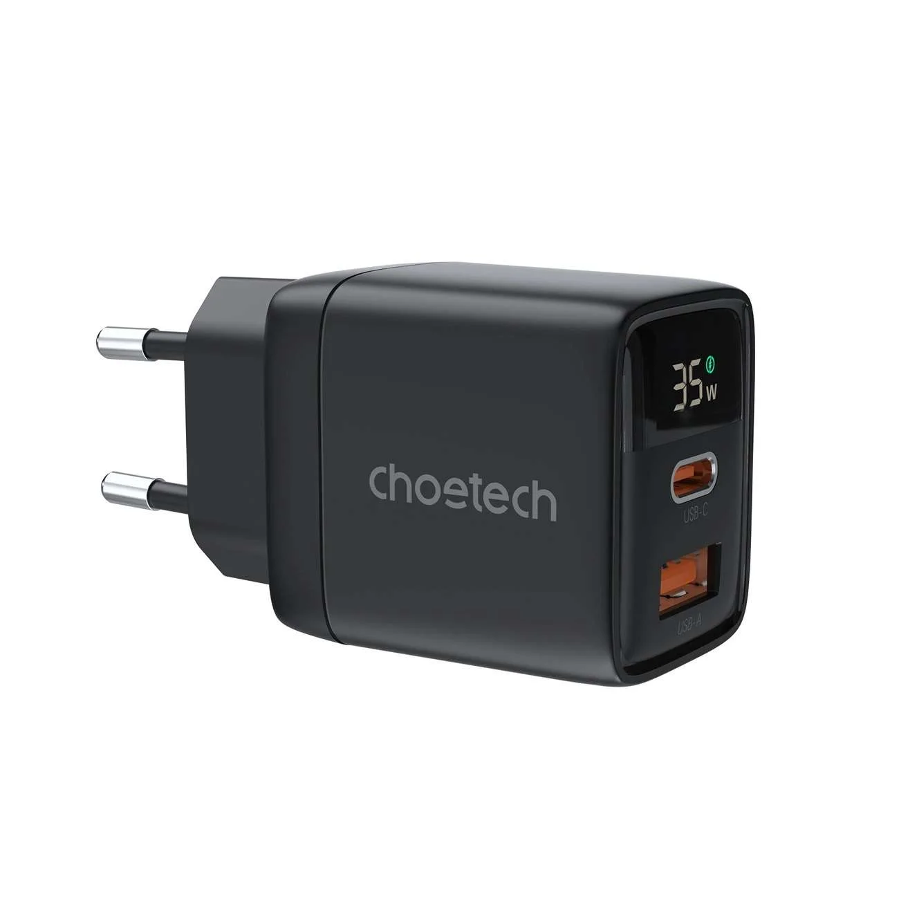 Choetech PD6052 — 35W GaN Wall Adapter with USB-C, USB-A & Status Display