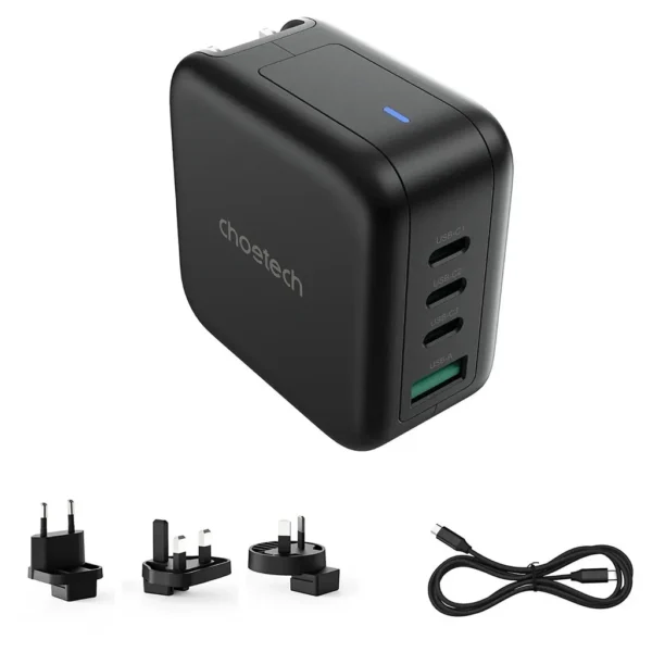 Choetech PD6055 GaN 70W Travel Adapter — USB-C, USB-A, Swappable Plugs