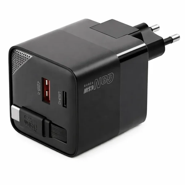Choetech PD6091 EU 65W GaN Wall Adapter — Retractable USB-C Built In