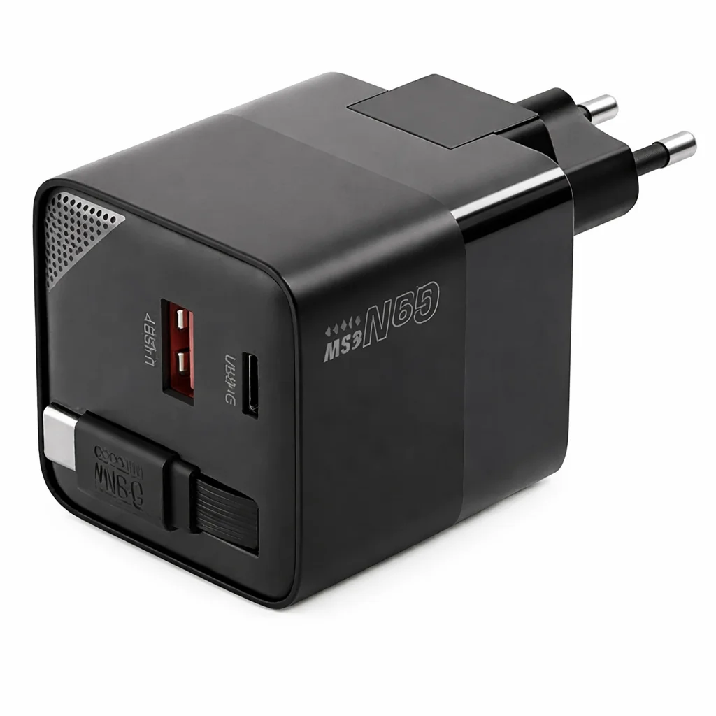 Choetech PD6091 EU 65W GaN Wall Adapter — Retractable USB-C Built In