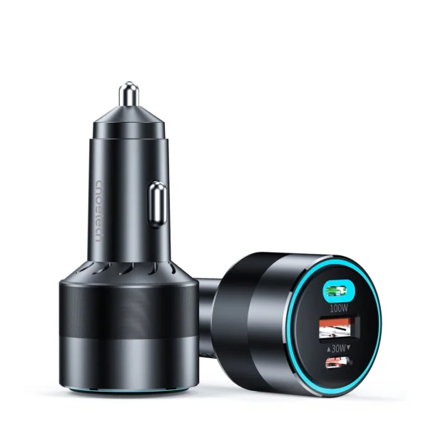 Choetech TC0011 — 130W 3-Port Car Charger (2× USB-C PD + USB-A QC)