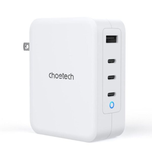 Choetech PD6001 White — 130W Ultra-Fast GaN Power Adapter (3× USB-C, 1× USB-A)