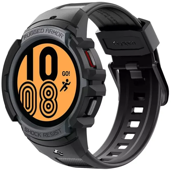 Spigen Rugged Armor Pro for Galaxy Watch 4 44 mm – Integrated Band & Case, Matte Black