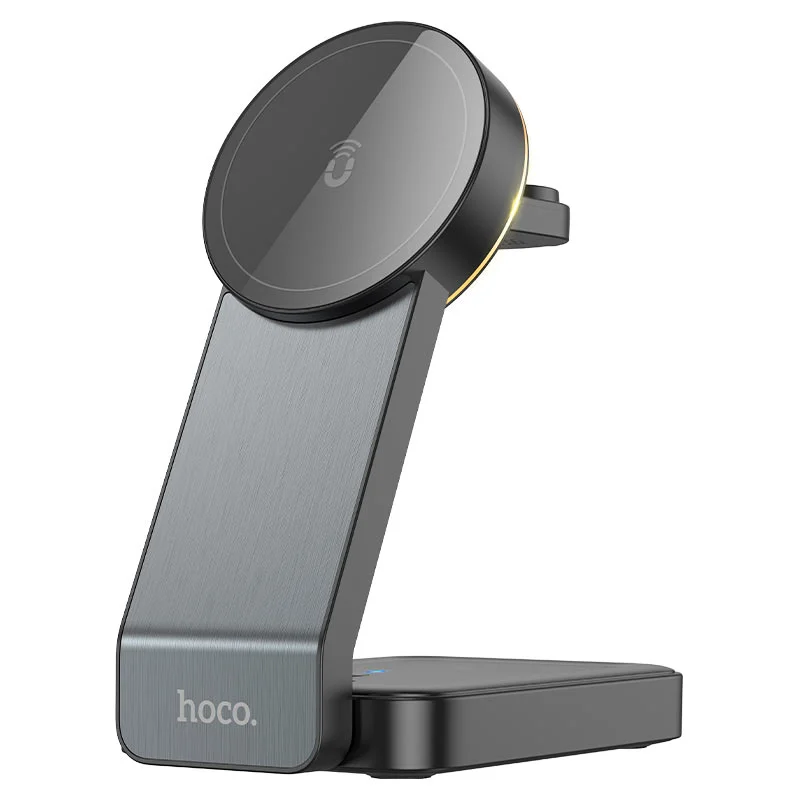 Hoco CQ3 Magnetic 3-Device Wireless Charger — 15W Pad with Ambient Light