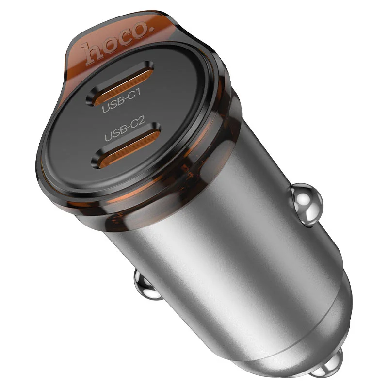 Hoco NZ16B 45W In-Car Adapter — Twin Type-C Ports, Mini Size