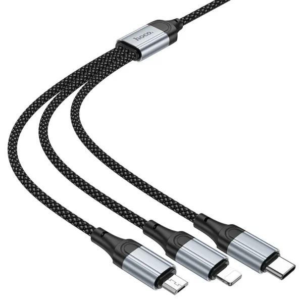 Hoco X102 Triple-Tip USB Charging Cable 1m — Lightning, Micro USB & USB-C