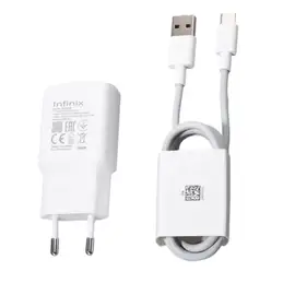 Infinix Model XC08 — 10W USB-A Adapter & Type-C Cable Set (White)