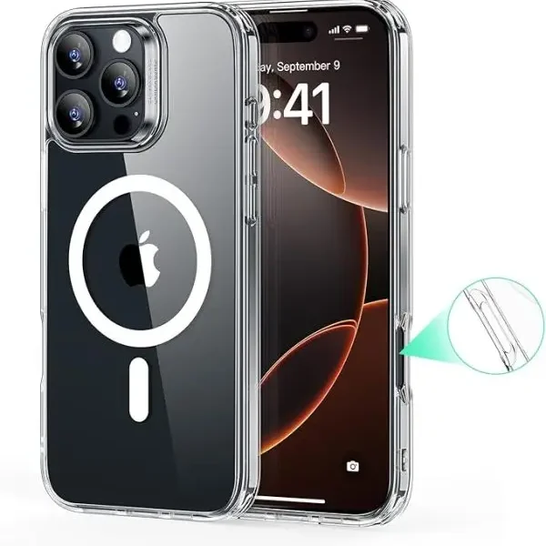ESR Classic Hybrid MagSafe Case — iPhone 16 Pro Clear Back & Drop Shield