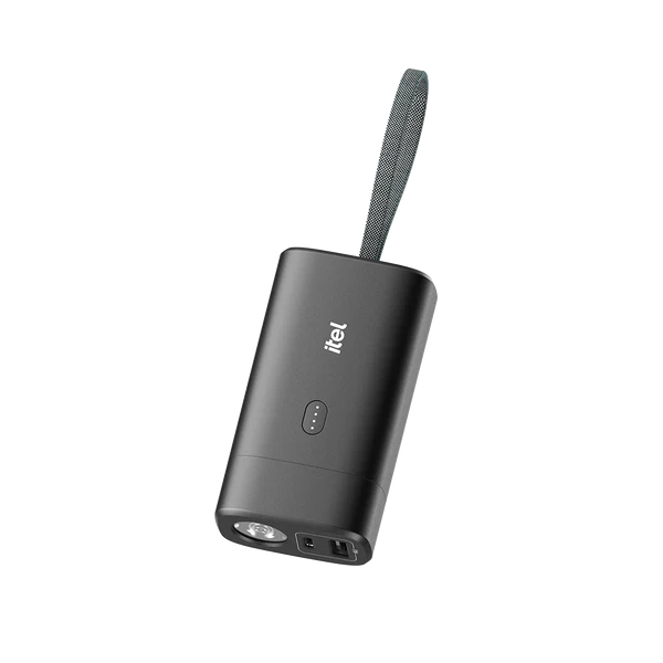 itel PowerEasy A1123 — 10,000mAh 15W Bank with Integrated Type-C & Lightning Leads