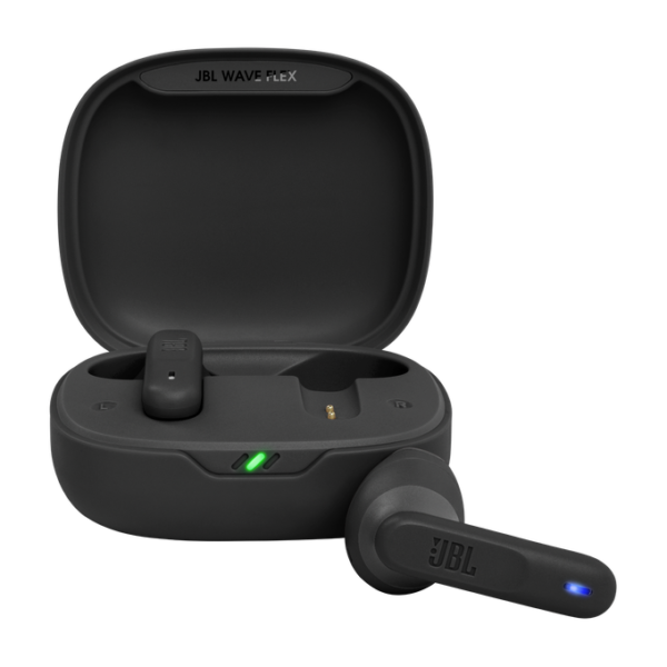 JBL Wave Flex Black — Open-Ear TWS Earbuds, 32-Hour Combined Battery