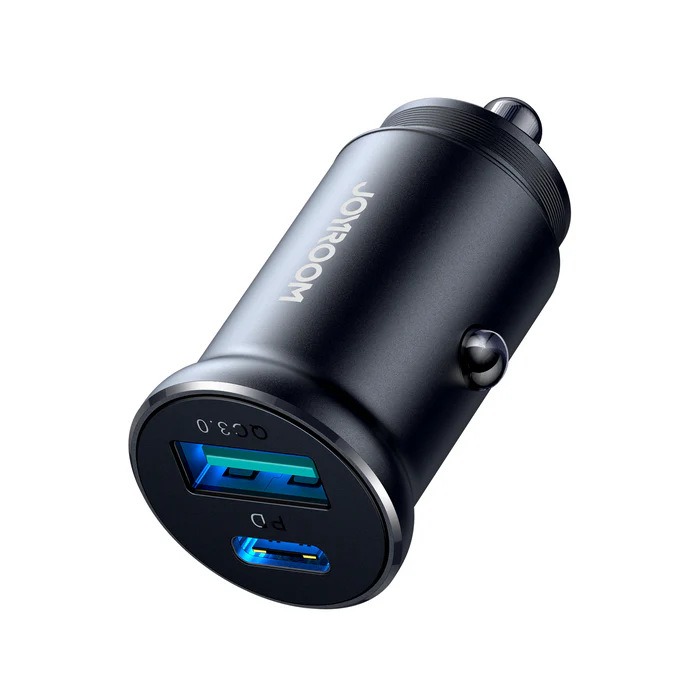Joyroom JR-CCN05 Mini Car Charger — 30W Metal Dual USB-A & USB-C