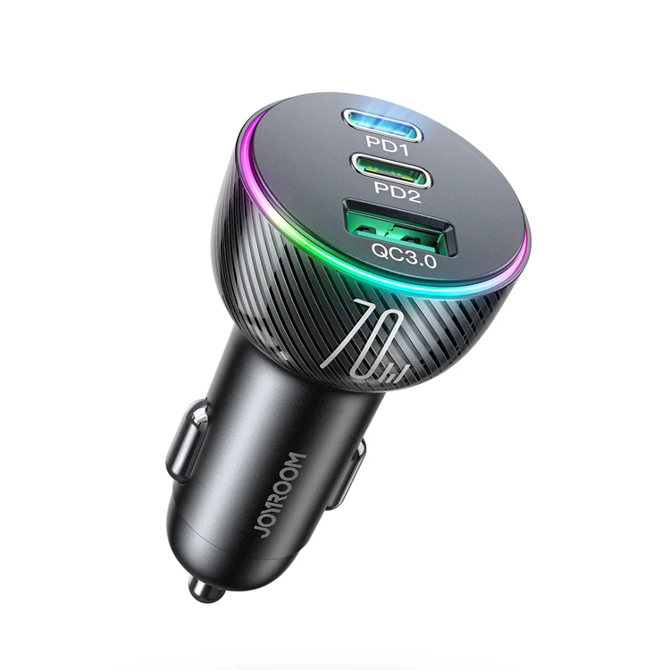 Joyroom JR-CL26 70W Vehicle Charger — Dual USB-C PD & USB-A QC 3.0