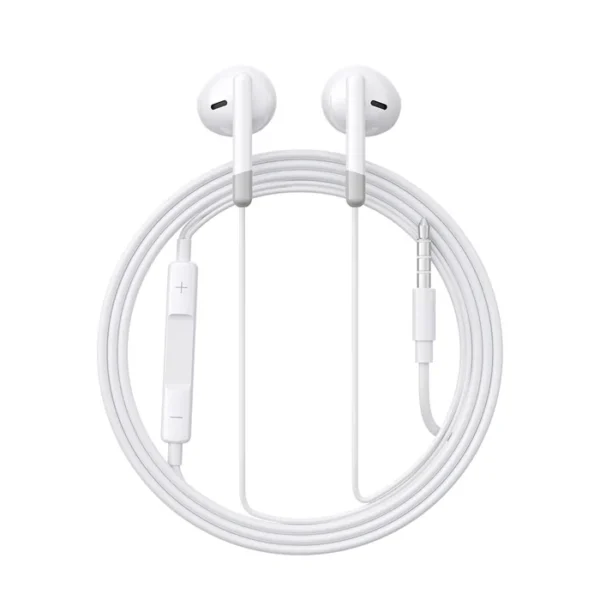 Joyroom JR-EW01 White — Half In-Ear Wired Earphones (3.5mm, TPE Cable)