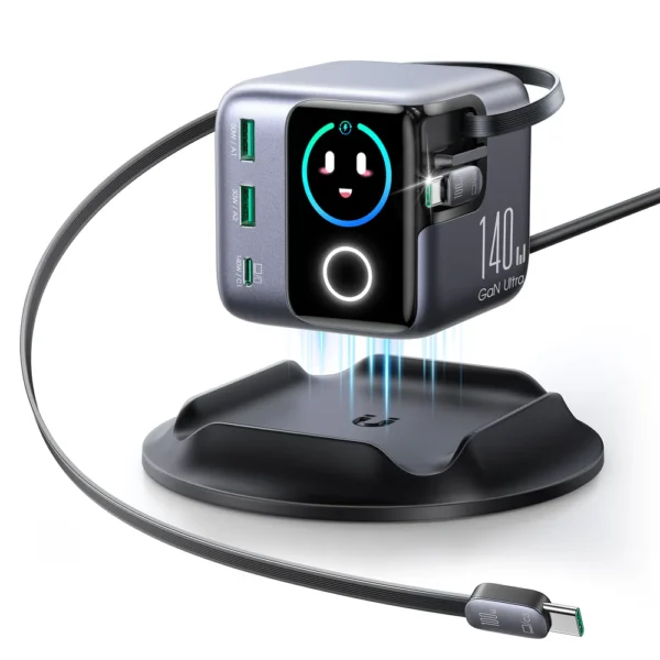 Joyroom PODIX JR-TRD01 | 140W GaN 5-Port Desk Hub with LCD & Built-In USB-C