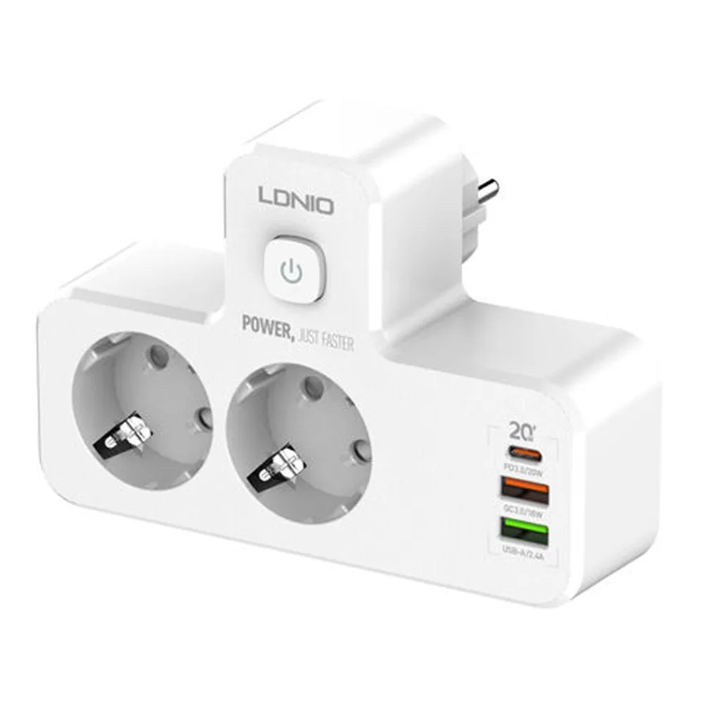 Ldnio SE2337 EU Extension Strip – 20W USB Charging Across 3 Sockets & 3 Ports