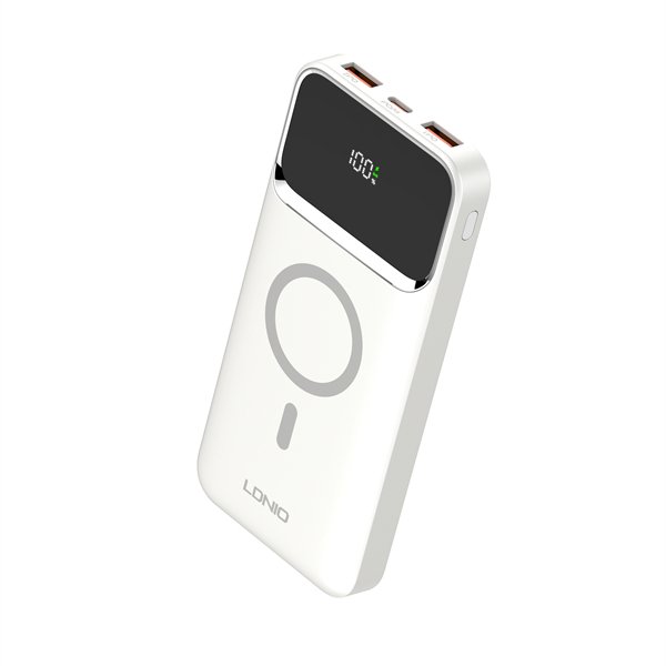 Ldnio PQ12 10000mAh Power Bank (White) — 22.5W Wired & 15W Mag Wireless