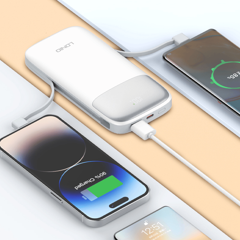 Ldnio PQ19 10000mAh Power Bank — Built-In Cables, 20W/22.5W & Display