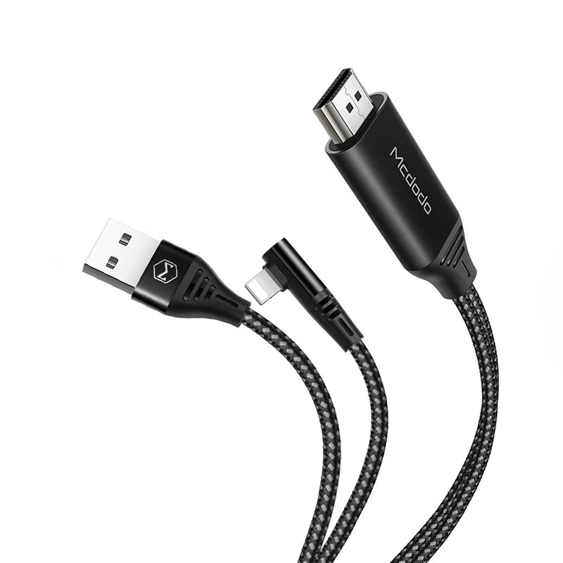 McDodo CA-6400 Braided Lightning–HDMI Adapter Cable — 4K 60 Hz, 90° Tip