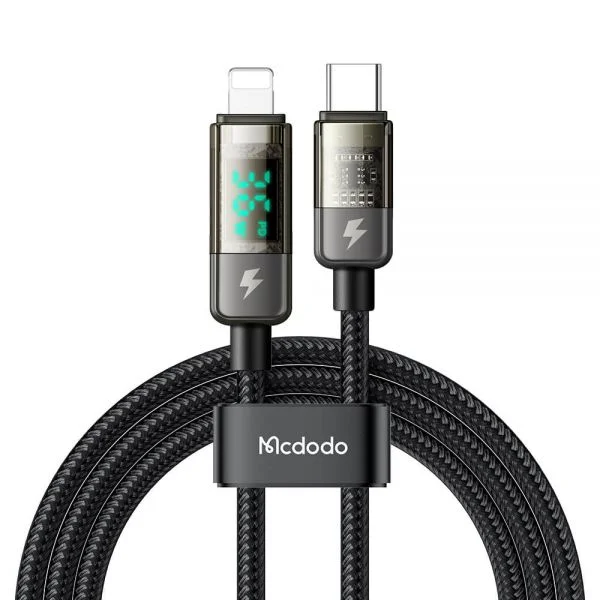 Mcdodo Type-C to Lightning Charger Cable – 3A, 30W Auto Power Off (Black)
