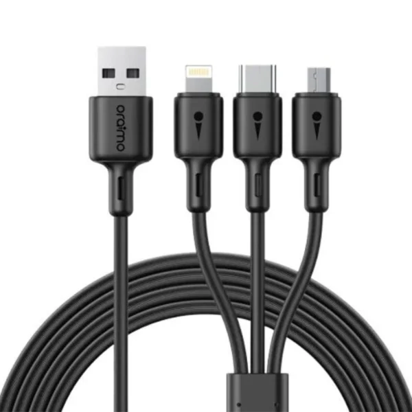 Oraimo OCD-X93 Duraline 3 — 1.2m Black 5V 3A Multi-Tip USB-A Cable