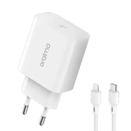 Oraimo PowerCube OCW-E106S+CL54 — 20W Wall Adapter & USB-C to Lightning Lead