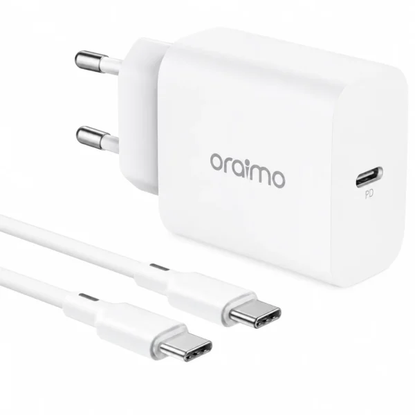 Oraimo PowerCube 20W — White USB-C Charger & Type-C Cable (OCW-E106S+CC54)