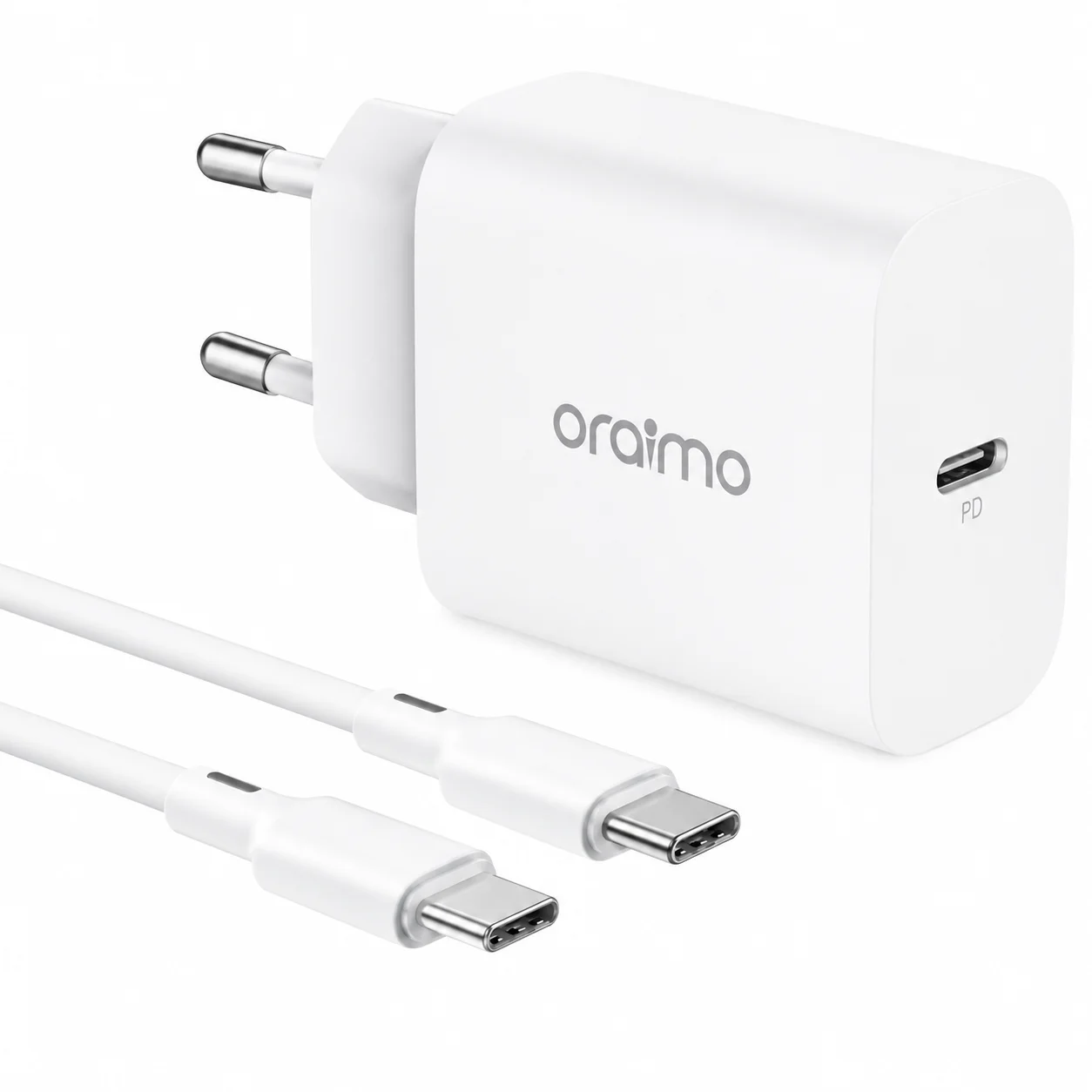 Oraimo PowerCube 20W — White USB-C Charger & Type-C Cable (OCW-E106S+CC54)