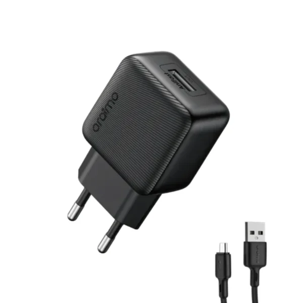 Oraimo OCW-1061E+M53 PowerCube 61 EU Wall Charger Kit — Black, Micro-USB & 1m Cable