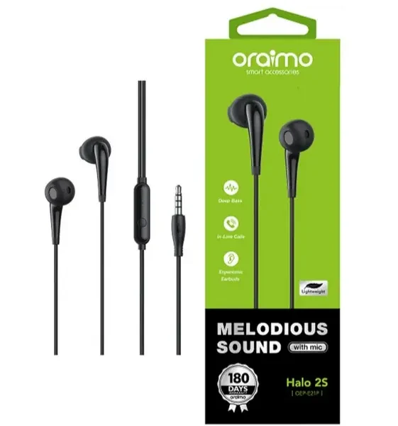 Oraimo Halo 2S OEP-E21P — 3.5 mm Half-In-Ear Wired Earphones