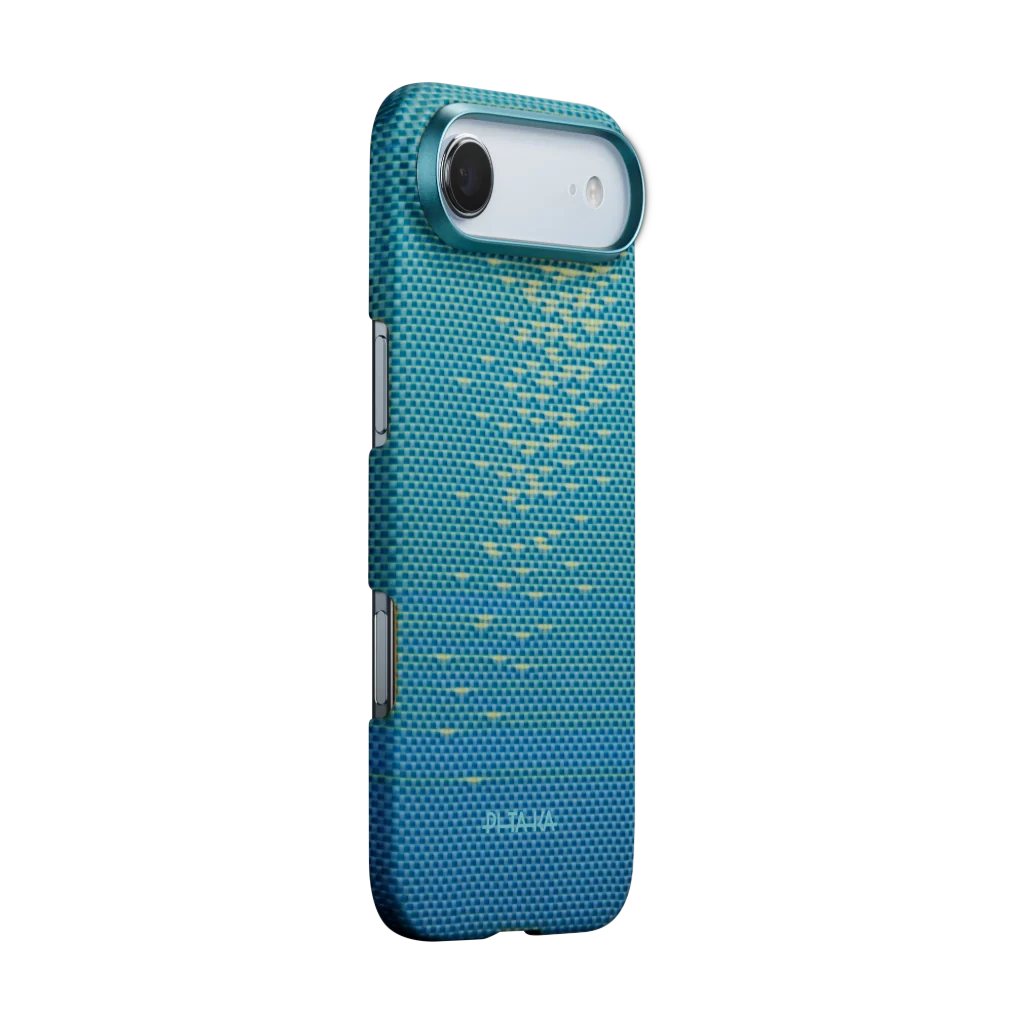 Pitaka KI1704AG Glints of Gold Case — iPhone 17 Air Lucid Blue, MagSafe Aramid