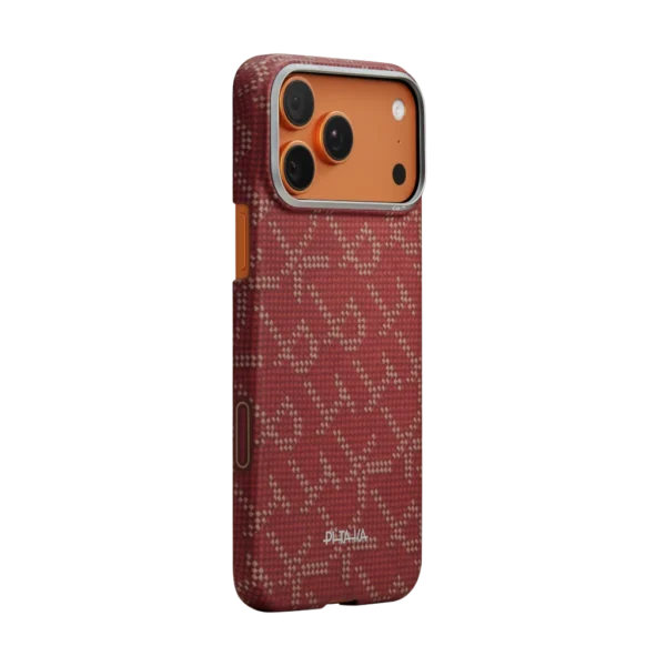 Pitaka Monogram Ultra-Slim iPhone 17 Pro Max — Gold/Red Aramid (KI1702PTKP)