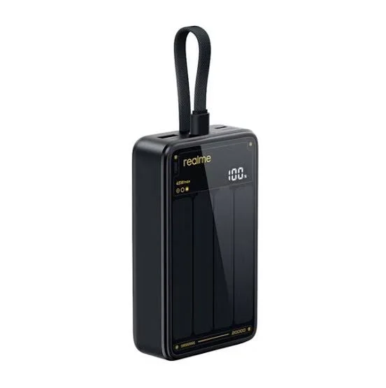 Realme RMC2501 20,000mAh Power Bank with 45W Built-In USB-C Cable