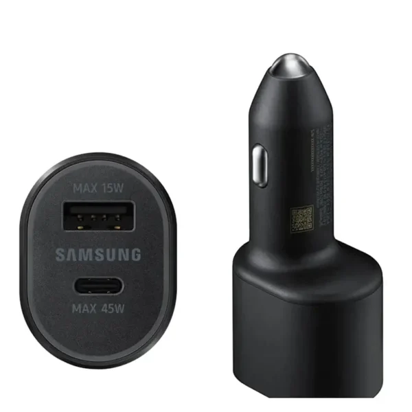 Samsung In-Car Dual Charger — Super Fast 45W USB-C and 15W USB-A