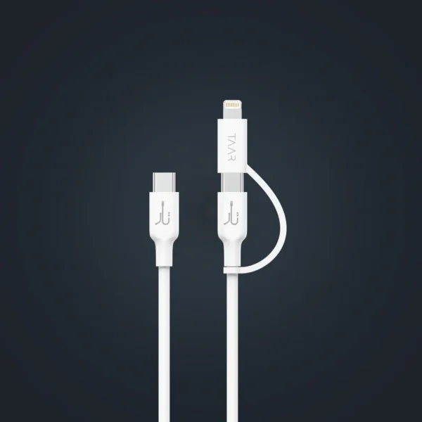 Taar Fusion Cord PD 2-in-1 — 65W White TPE, 1 m