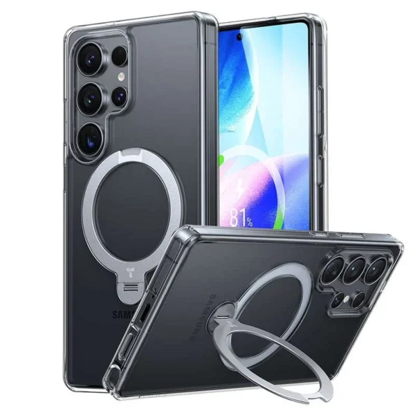 Torras Ostand Spin Magnetic Clear Case — Samsung Galaxy S25 Ultra (MagSafe, X00FX2186)