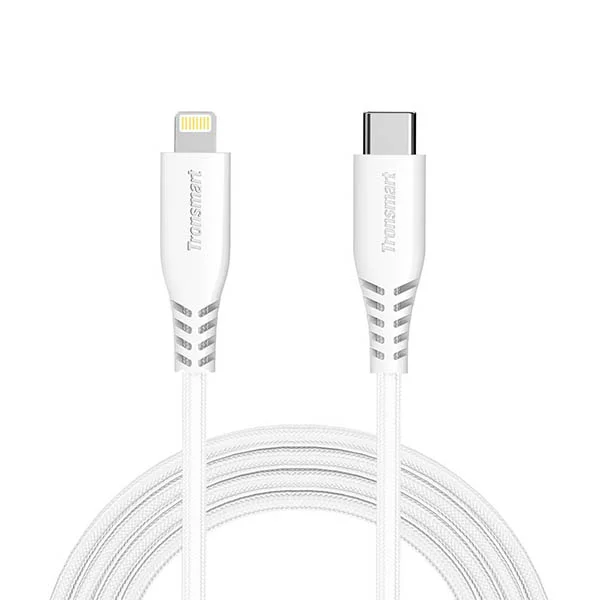 Tronsmart LCC07 MFi Cable — 2m USB-C to Lightning, Braided White