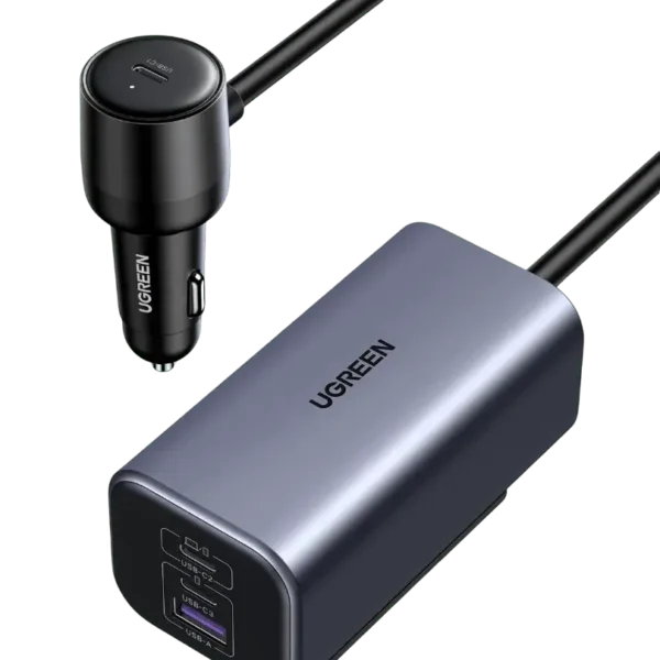 UGREEN 35027 In-Car 150W Charger – Retractable USB-C, 4 Ports