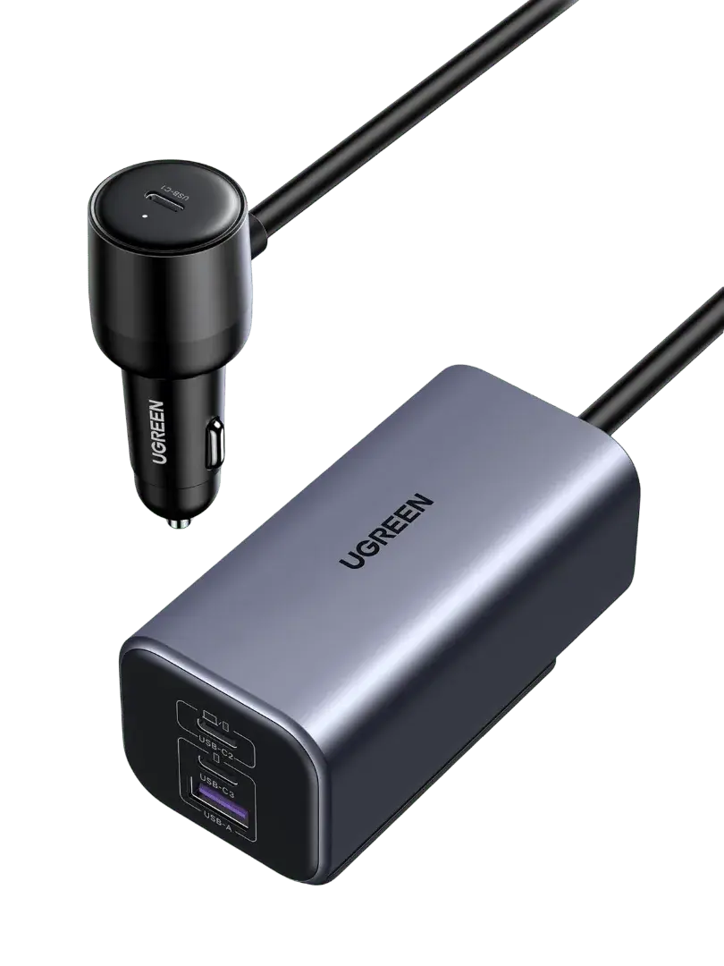 UGREEN 35027 In-Car 150W Charger – Retractable USB-C, 4 Ports