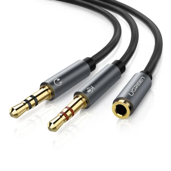 UGREEN 20899 Headset Breakout Cable — TRRS to Dual TRS (20 cm)