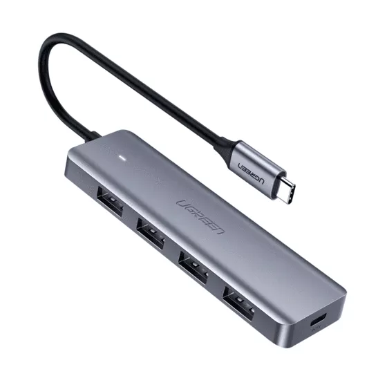 UGreen 70336 Slim Hub — USB-C to Four USB 3.0 with Pass-Through Power Port