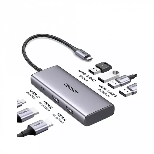 UGREEN 35897 USB-C Hub – Dual HDMI, 100W PD & 7-Port Expansion